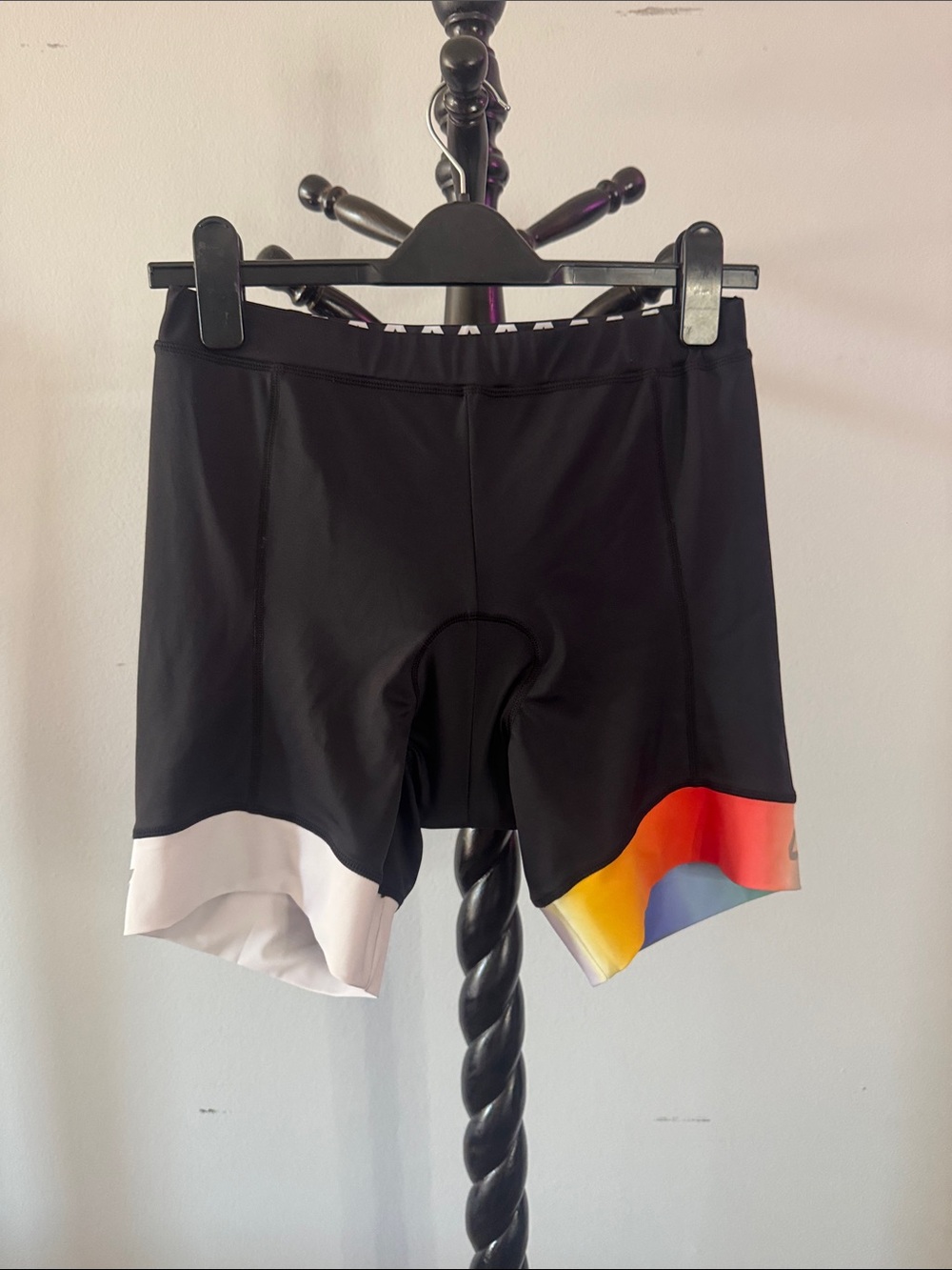 Black Cycling Shorts with Multicolor Hem